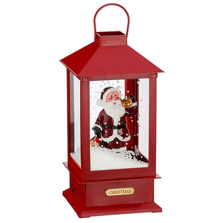 Schneelaterne Santa Weihnachtsmann Licht Sound Schneefunktion H40cm Weihnachtsmusik Weihnachtsbeleuchtung Lampe