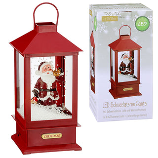 Schneelaterne Santa Weihnachtsmann Licht Sound Schneefunktion H40cm Weihnachtsmusik Weihnachtsbeleuchtung Lampe