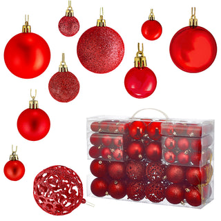 Christbaumkugel XL 100er Set rot/gold/silber matt glänzend Ø3;Ø4;Ø6cm Kunststoff Weihnachtskugel Kugeln