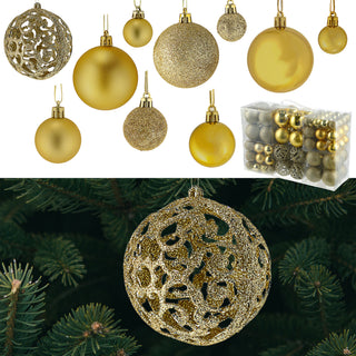 Christbaumkugel XL 100er Set rot/gold/silber matt glänzend Ø3;Ø4;Ø6cm Kunststoff Weihnachtskugel Kugeln