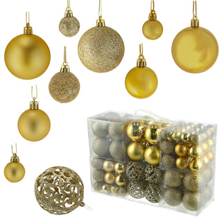 Christbaumkugel XL 100er Set rot/gold/silber matt glänzend Ø3;Ø4;Ø6cm Kunststoff Weihnachtskugel Kugeln