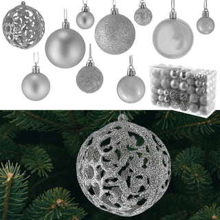 Christbaumkugel XL 100er Set rot/gold/silber matt glänzend Ø3;Ø4;Ø6cm Kunststoff Weihnachtskugel Kugeln