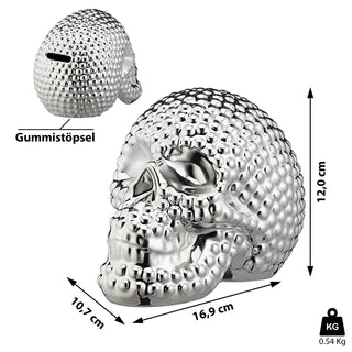 Spardose Totenkopf silber glänzend Sparbüchse Gelddose Dose Sparschwein