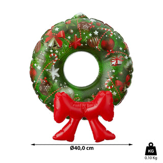Türkranz aufblasbar Ø42cm zum Aufhängen Weihnachtsdesign Weihnachtskranz Schleife Wandkranz