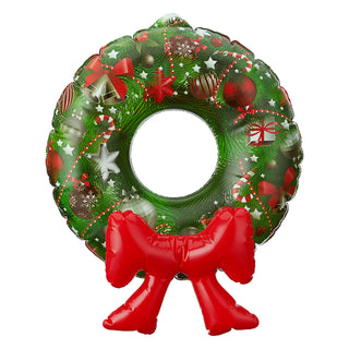Türkranz aufblasbar Ø42cm zum Aufhängen Weihnachtsdesign Weihnachtskranz Schleife Wandkranz