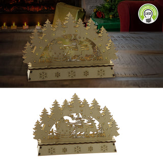 LED Schwibbogen Schlitten Rentier 14x10,5x5cm Lichterbogen Holzbeleuchtung Holzleuchter