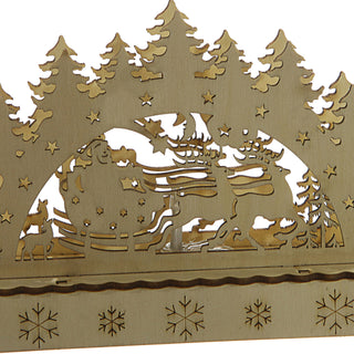 LED Schwibbogen Schlitten Rentier 14x10,5x5cm Lichterbogen Holzbeleuchtung Holzleuchter