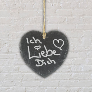 1/3/6/12x Schieferschild Herz zum Beschriften Schiefertafel mit Juteseil zum Aufhängen