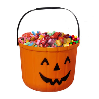 Halloween Sammeleimer Basic schwarz orange 18x15cm Kunststoff Eimer Henkeleimer Kürbis Süßigkeiteneimer