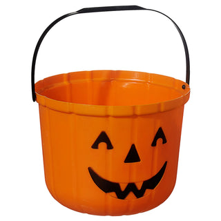 Halloween Sammeleimer Basic schwarz orange 18x15cm Kunststoff Eimer Henkeleimer Kürbis Süßigkeiteneimer