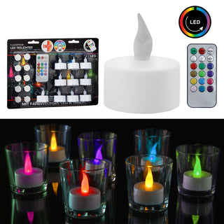 6/10x LED Teelichter Farbwechsel Ø4cm Lichtspiel Partylicht 12 Farben Teelicht flammenlos