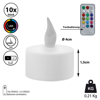 6/10x LED Teelichter Farbwechsel Ø4cm Lichtspiel Partylicht 12 Farben Teelicht flammenlos