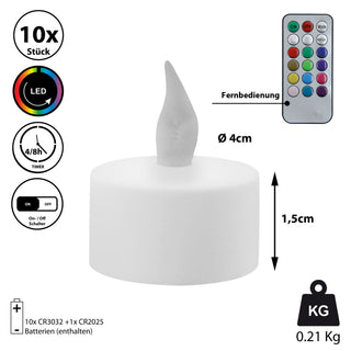 6/10x LED Teelichter Farbwechsel Ø4cm Lichtspiel Partylicht 12 Farben Teelicht flammenlos