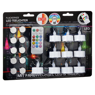 6/10x LED Teelichter Farbwechsel Ø4cm Lichtspiel Partylicht 12 Farben Teelicht flammenlos