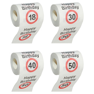 18x Toilettenpapier "Runder Geburtstag" 18er Display, 20m, 200Blatt, zweilagig, sortiert