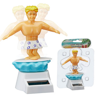 Solar Wackelfigur Strandboy 7x10cm Kunststoff Surferboy Badehose Surfbrett solarbetrieben Spielfigur Wellenreiter