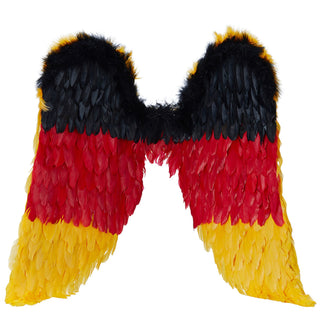 Deutschland Engelsflügel Deutschland Federn 58x78cm schwarz rot gold Kostümzubehör Fanaccessoire Mottoparty Fussball WM EM