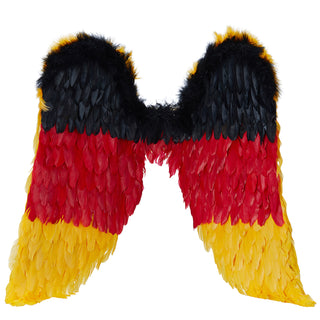 Deutschland Engelsflügel Deutschland Federn 58x78cm schwarz rot gold Kostümzubehör Fanaccessoire Mottoparty Fussball WM EM