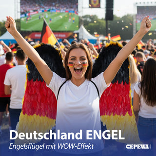 Deutschland Engelsflügel Deutschland Federn 58x78cm schwarz rot gold Kostümzubehör Fanaccessoire Mottoparty Fussball WM EM