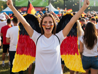 Deutschland Engelsflügel Deutschland Federn 58x78cm schwarz rot gold Kostümzubehör Fanaccessoire Mottoparty Fussball WM EM