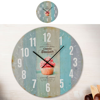 Wanduhr Nostaglie Ø45x4,5cm bunt Retro Küchenuhr Dekouhr Uhr Wohnzimmeruhr batteriebetrieben