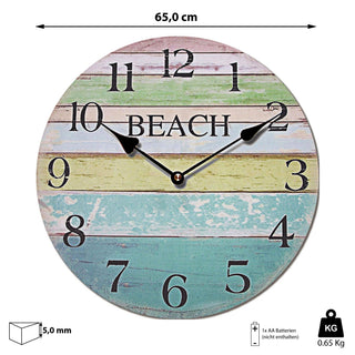 Wanduhr XL Ø 45 cm Beach im Vintage Look