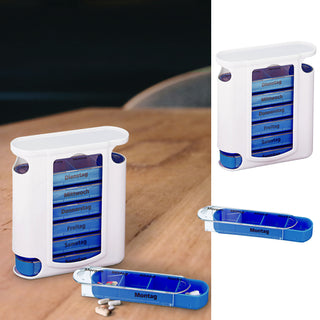 Pillenbox 7 Tage Beschriftung Wochetage Tageszeit Tablettenbox einzeln herausziehbar Pillendose Tablettendose
