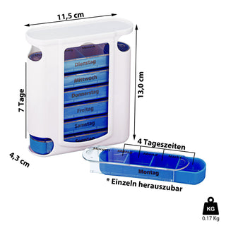 Pillenbox 7 Tage Beschriftung Wochetage Tageszeit Tablettenbox einzeln herausziehbar Pillendose Tablettendose