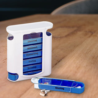 Pillenbox 7 Tage Beschriftung Wochetage Tageszeit Tablettenbox einzeln herausziehbar Pillendose Tablettendose