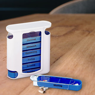 Pillenbox 7 Tage Beschriftung Wochetage Tageszeit Tablettenbox einzeln herausziehbar Pillendose Tablettendose