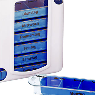 Pillenbox 7 Tage Beschriftung Wochetage Tageszeit Tablettenbox einzeln herausziehbar Pillendose Tablettendose
