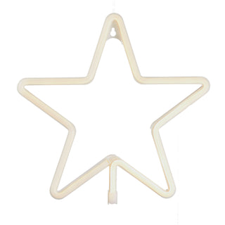 Neonleuchte Stern Fensterdeko 28x28cm Leuchtstern Adventsstern Lichtschlauch warmweiß batteriebetrieben