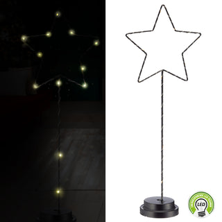 LED Stern auf Fuß H51cm 12LEDs warmweiß batteriebetrieben Leuchtstern Kupferdraht Metallstern Weihnachtsstern