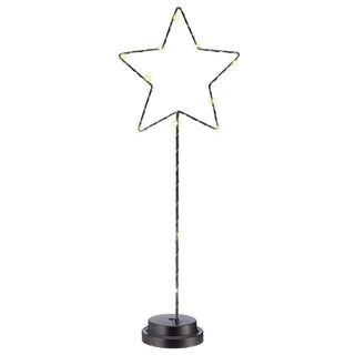LED Stern auf Fuß H51cm 12LEDs warmweiß batteriebetrieben Leuchtstern Kupferdraht Metallstern Weihnachtsstern
