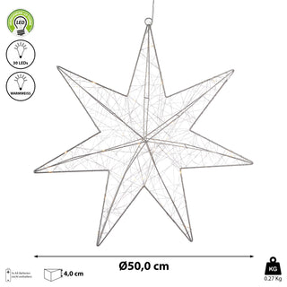 LED Stern Silberdraht 30 LEDs silber Gitterdraht batteriebetrieben zum Aufhängen Weihnachtsstern Leuchtstern Gartendekoration