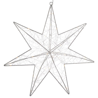 LED Stern Silberdraht 30 LEDs silber Gitterdraht batteriebetrieben zum Aufhängen Weihnachtsstern Leuchtstern Gartendekoration