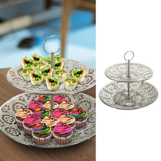 Etagere Mandala silber zweistöckig H23cm Eisen Servierplatte Servieretagere
