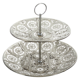 Etagere Mandala silber zweistöckig H23cm Eisen Servierplatte Servieretagere