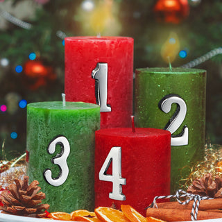 Kerzenstecker Advent 4tlg. Zahlen silber 3 cm Aluminium Zahlenstecker Adventskerzen Adventsdeko