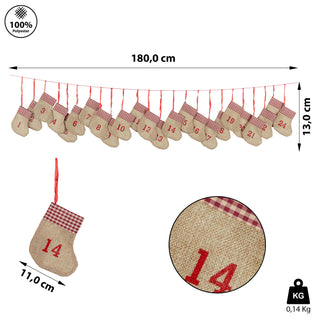 Adventskalender DIY Socken Jutelook Karomuster Sockenkette Stiefel Beutel Weihnachtskalender