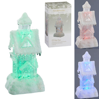 LED Glam Haus 12x25cm Farbwechsel Fensterbankdeko Weihnachtsbeleuchtung Glitter-Effekt Leuchthaus