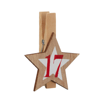 Adventskalender Einmachglas 7,5x13cm Holzklammern mit Holzstern Zahlen Holz 25tlg Adventszeit Kalender Wäscheklammern Schraubverschluss