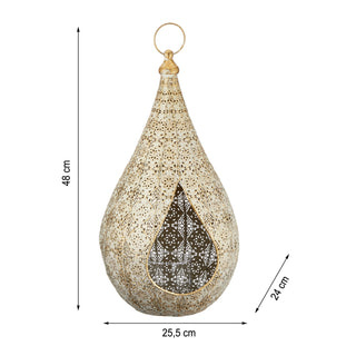 Laterne Windlicht aus Metall im Mandaladesign mit Glaseinsatz Gartendeko Wohndeko