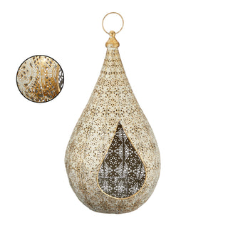 Laterne Windlicht aus Metall im Mandaladesign mit Glaseinsatz Gartendeko Wohndeko