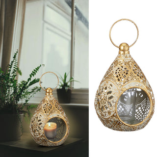 Laterne Windlicht aus Metall im Mandaladesign mit Glaseinsatz Gartendeko Wohndeko