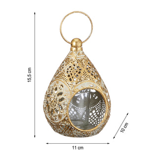 Laterne Windlicht aus Metall im Mandaladesign mit Glaseinsatz Gartendeko Wohndeko