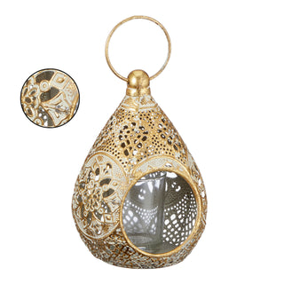 Laterne Windlicht aus Metall im Mandaladesign mit Glaseinsatz Gartendeko Wohndeko