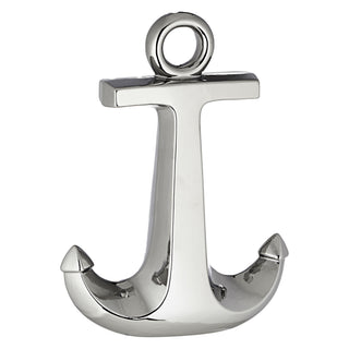 Anker glänzend mit Tau silber Steingut H28cm maritime Dekoration Meer See