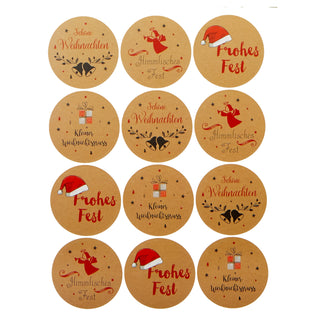 Geschenksticker Aufkleber Weihnachtsmotiven 48er Set 4 Designs Geschenkaufkleber Sticker rund Weihnachtsbotschaft