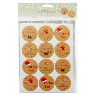 Geschenksticker Aufkleber Weihnachtsmotiven 48er Set 4 Designs Geschenkaufkleber Sticker rund Weihnachtsbotschaft